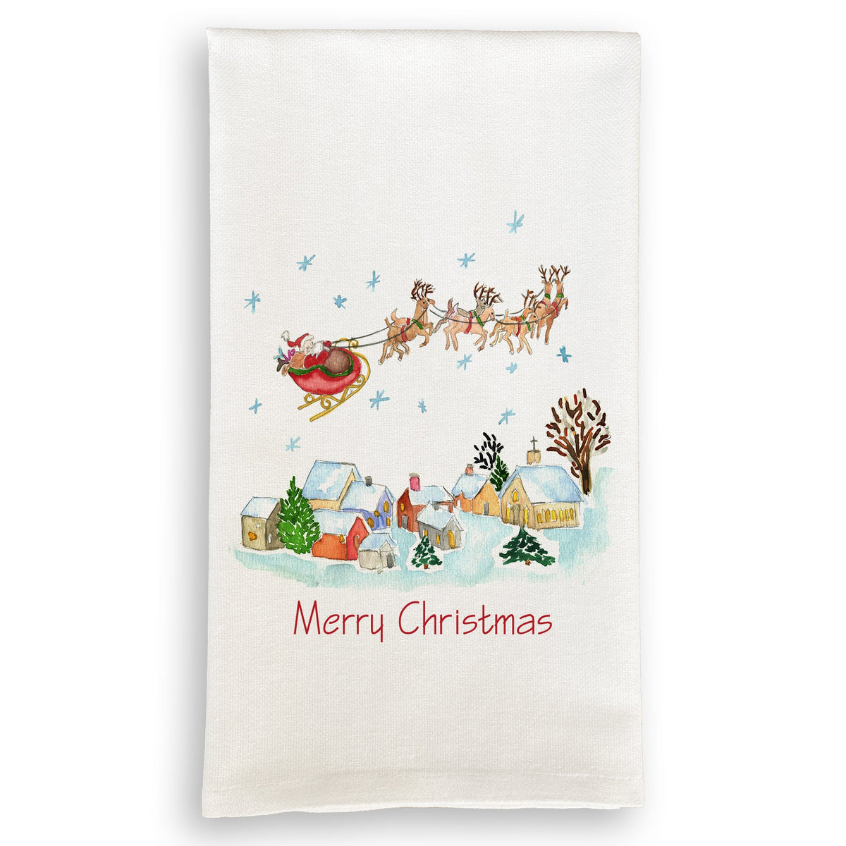 Santa's On His Way Dishtowel