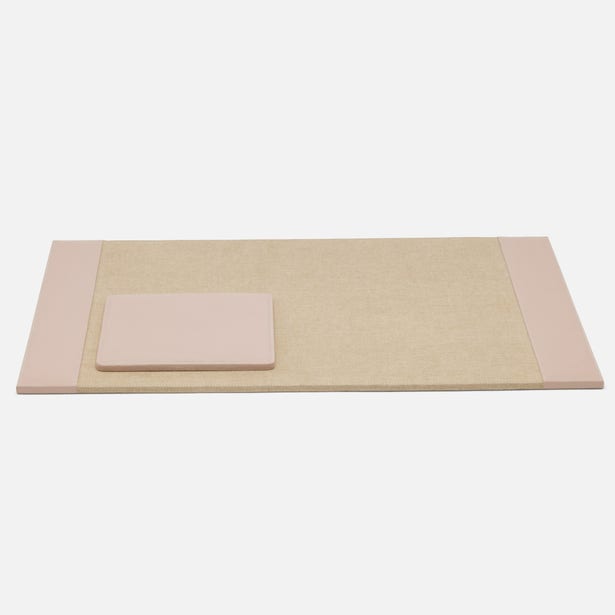 Asby Leather Desk Blotter & Square Mouse Pad Home Decor Pigeon and Poodle Dusty Rose Full-Grain Leather  