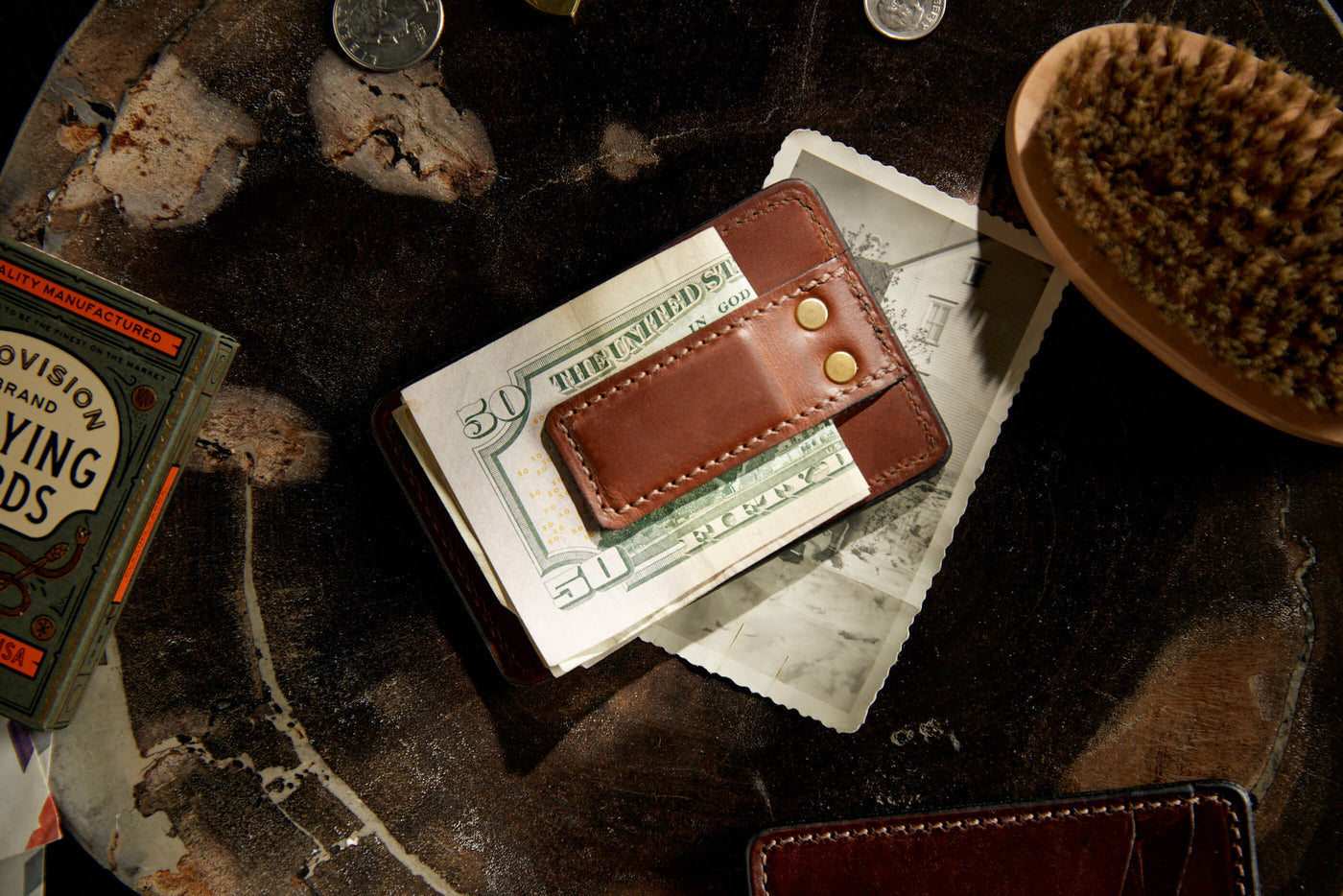 Handcrafted Leather Money Clip Wallet