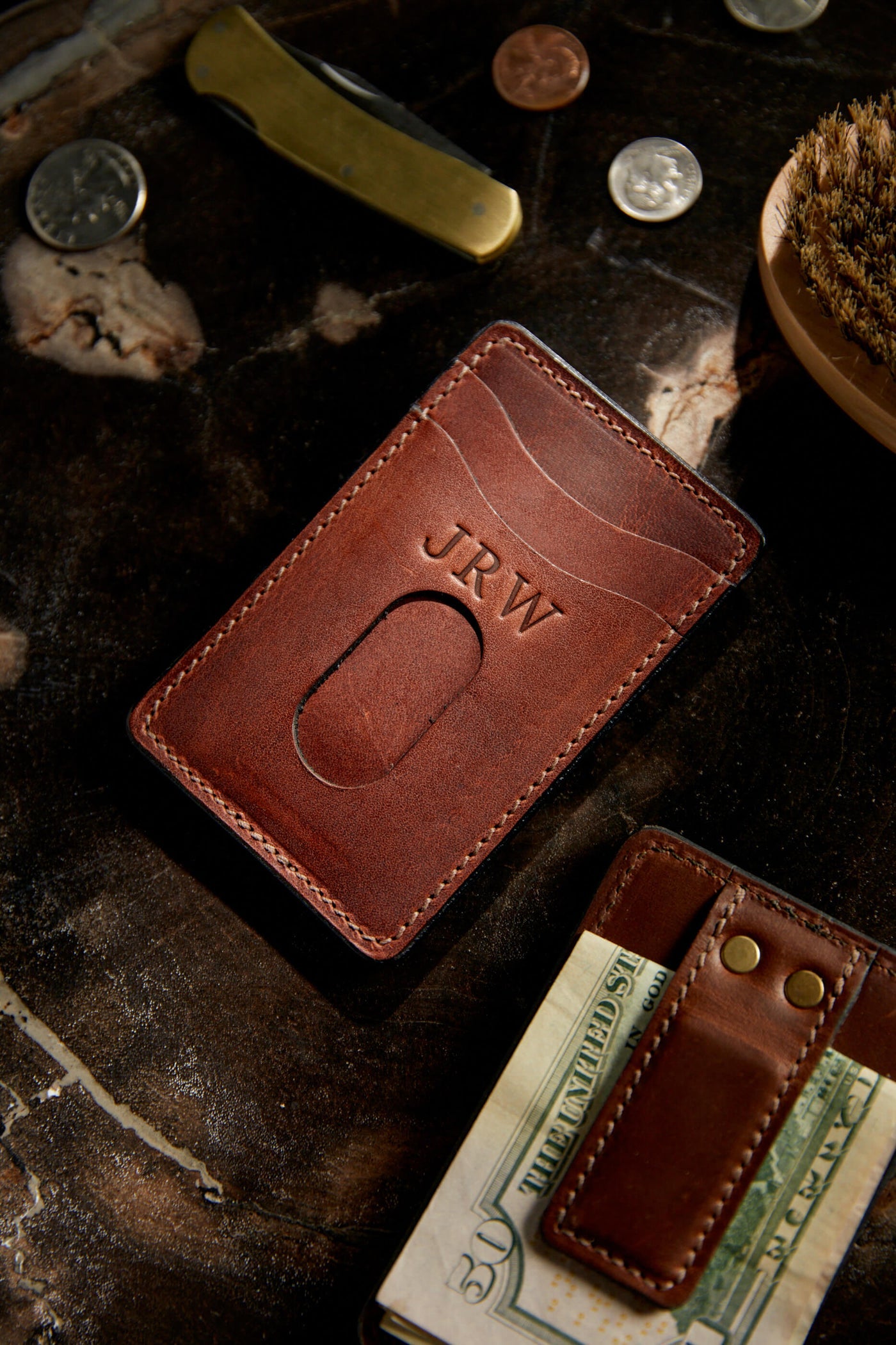 Handcrafted Leather Money Clip Wallet