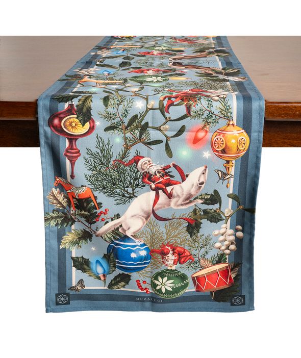 Santa's Atelier Blue Table Runner