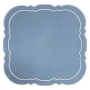 Scalloped Square Placemat White/Blue (Set of 2)