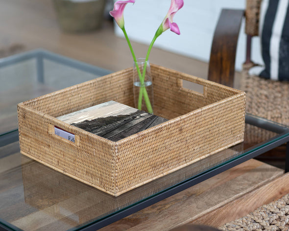 Artifacts Rattan™ Rectangular Storage Basket: Honey Brown