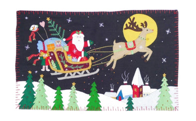 Reindeer Pulling Santa's Sleigh Pillow