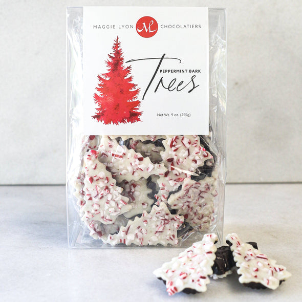 Dark and White Chocolate Peppermint Bark Trees