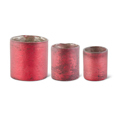 Red Matte Glass Cylinder Containers