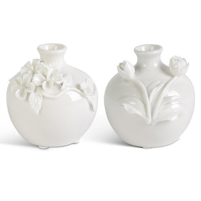 Ceramic Vase w/Raised Flowers