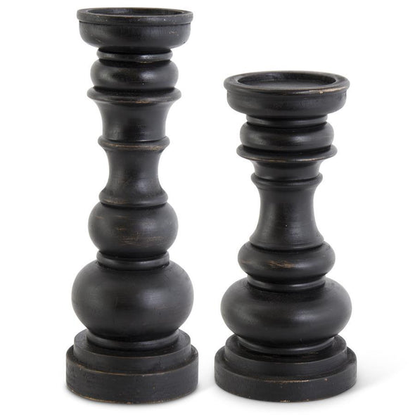 Rounded Black Pillar Candleholders