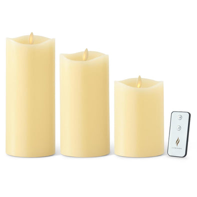 Ivory Wax Luminara Tall Indoor Pillar Candle with Remote