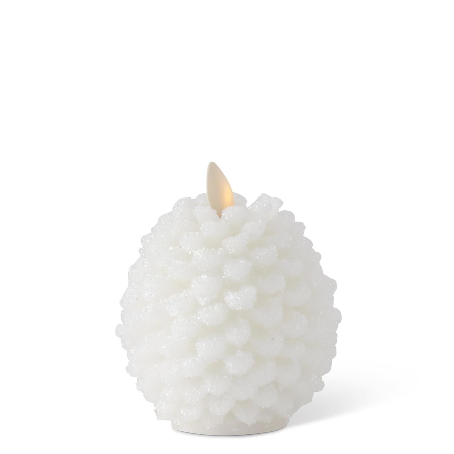 White Wax Snowy Pinecone Luminara Candle