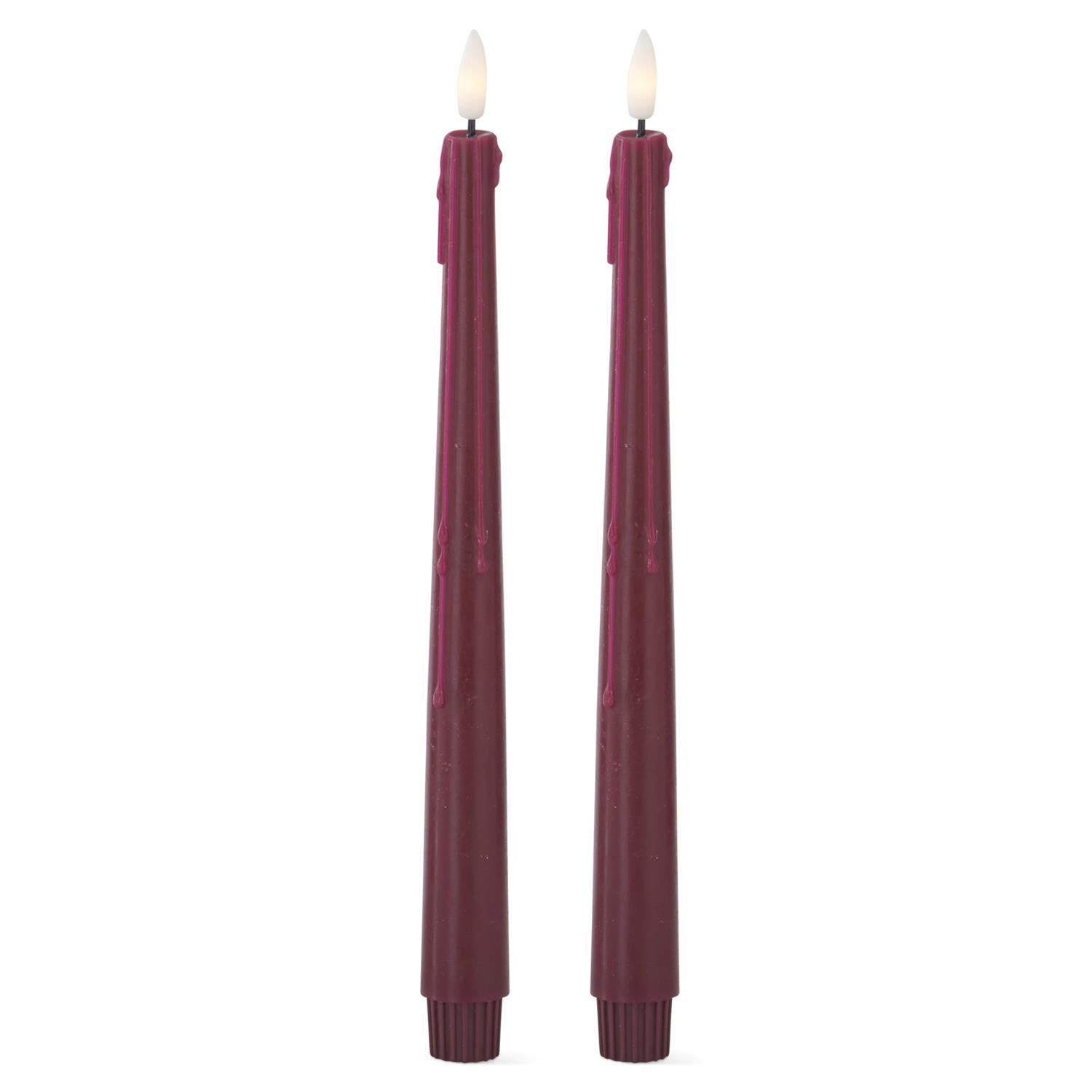 Burgundy LED Drip Taper Candles