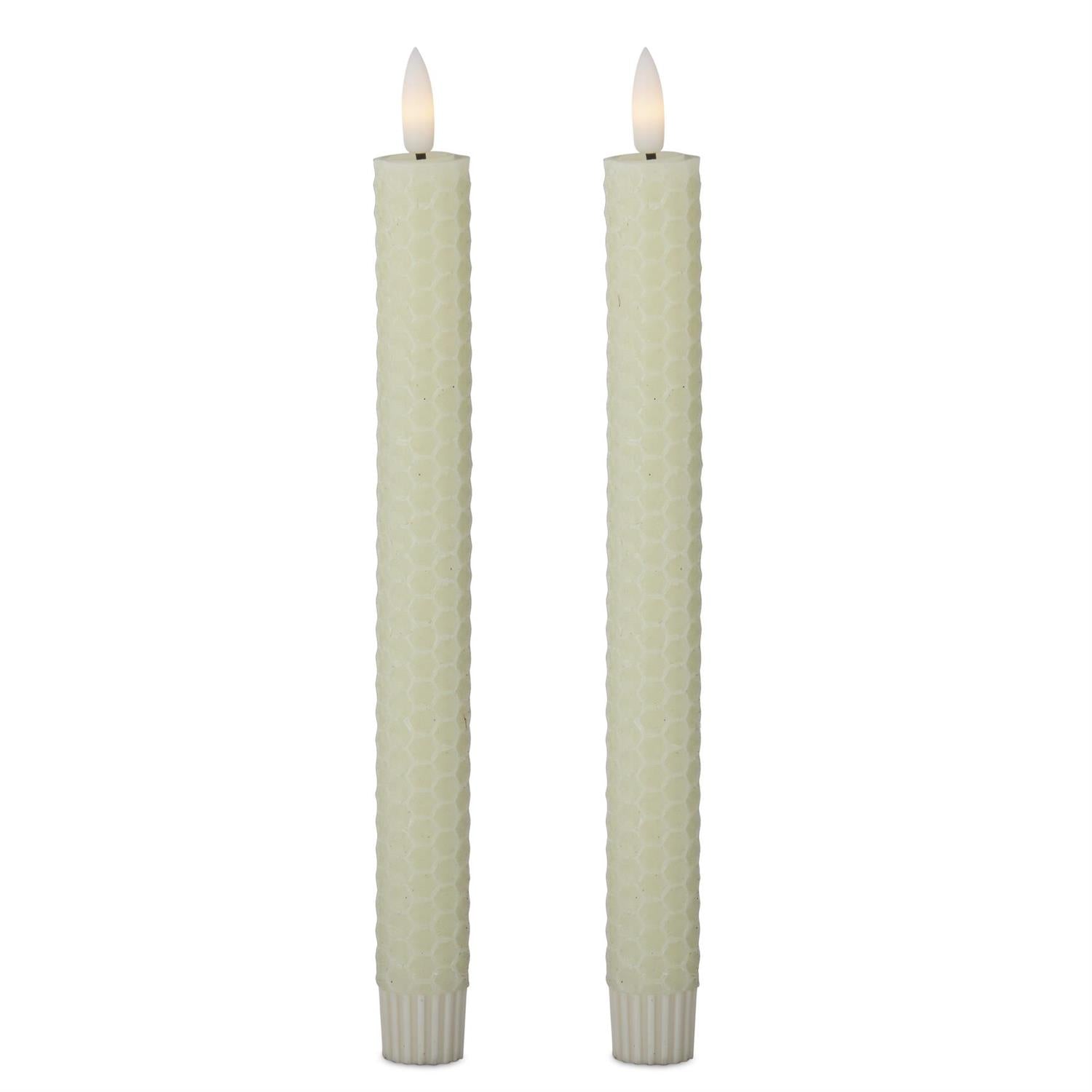 Cream Honeycomb LED Taper Candles