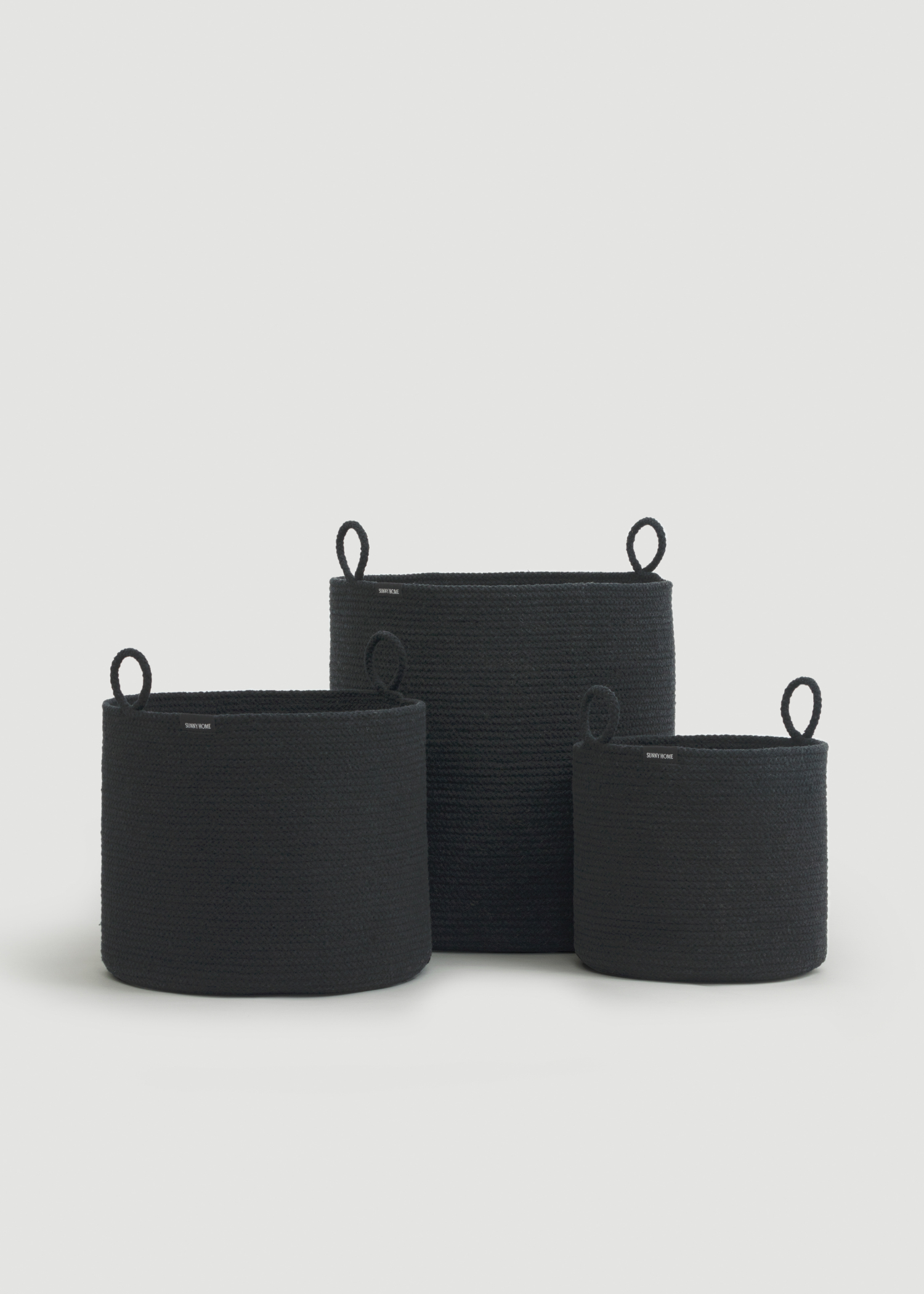 Woven Cotton Rope Storage Basket with Handles | Loops Large: Green Melange