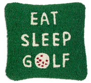 Eat Sleep Golf 14"x14"  Hooked Wool Pillow