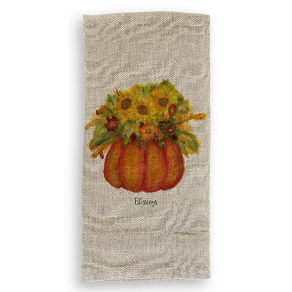 Pumpkin with Fall Flowers Guest Towel