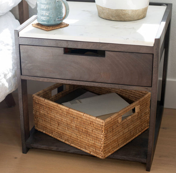 Artifacts Rattan™ Rectangular Basket with Cutout Handles: Honey Brown