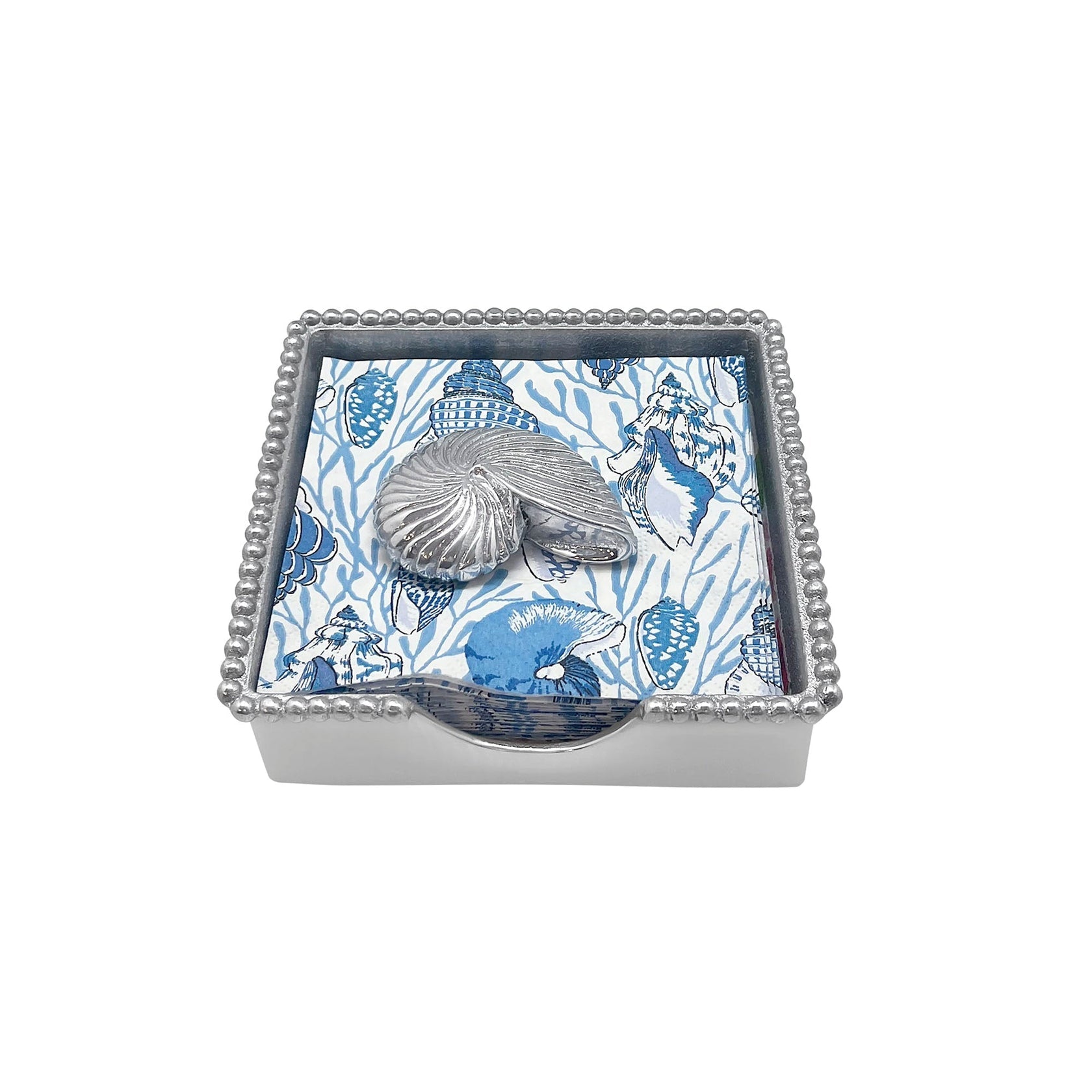 Elizabeth Lamont Nautilus Shell Beaded Napkin Box - Thumbnail 3