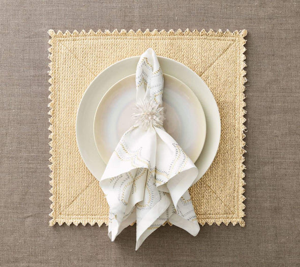 Stamped Reversible Placemat in Sliver & Gold - Kim Seybert, Inc.