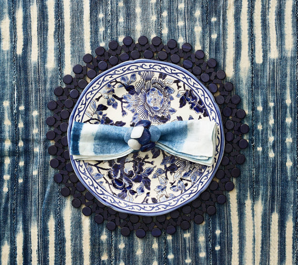 Round Bamboo Placemat in Navy Blue - Kim Seybert, Inc.