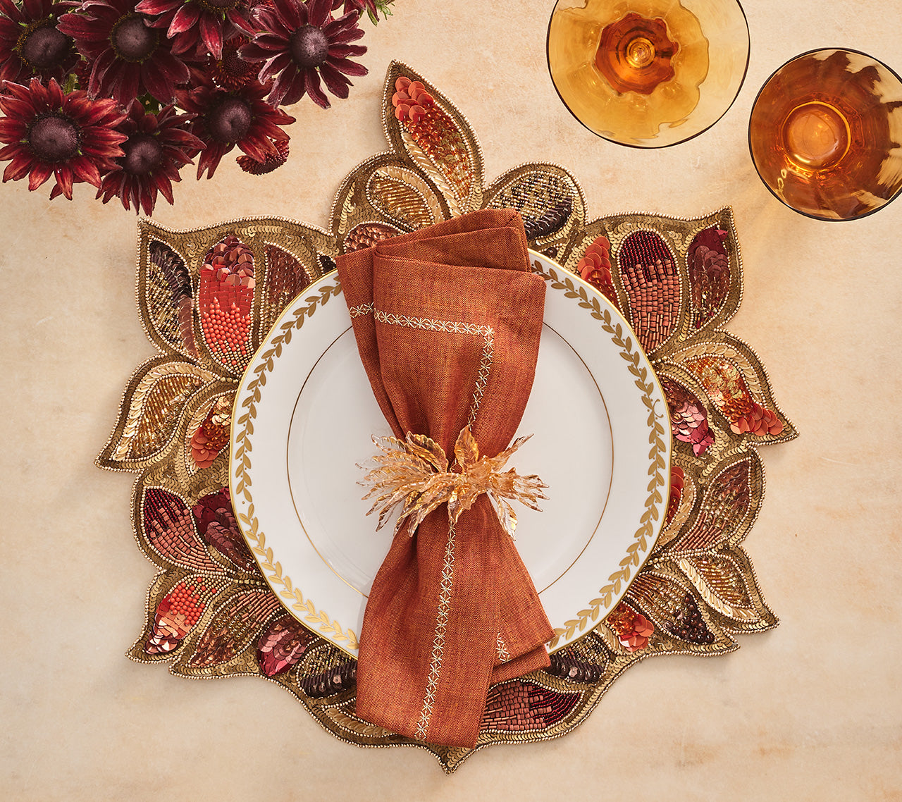 Gilded Leaves Napkin Ring