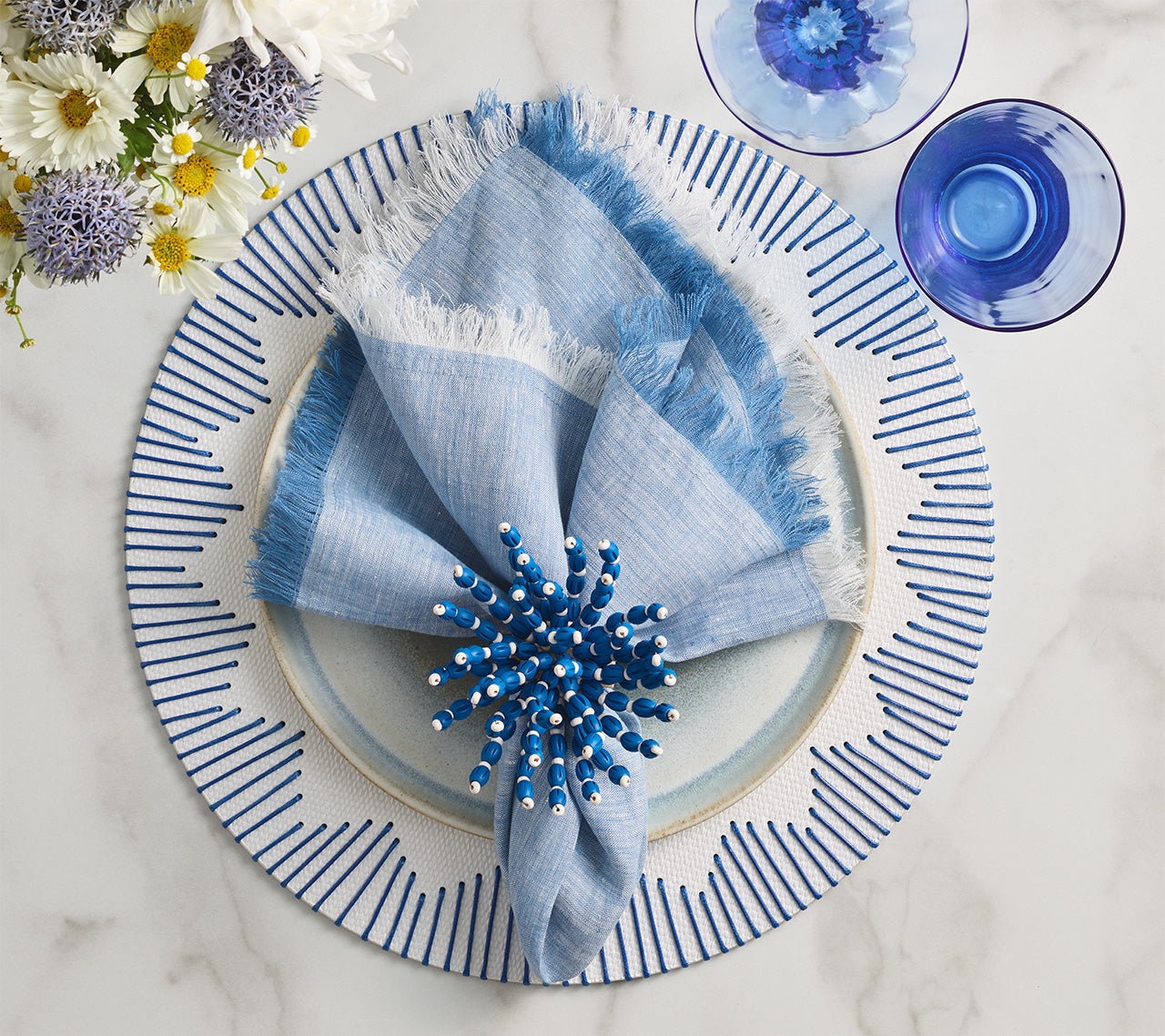 Elizabeth Lamont Chambray Fringe Napkin - Thumbnail 2