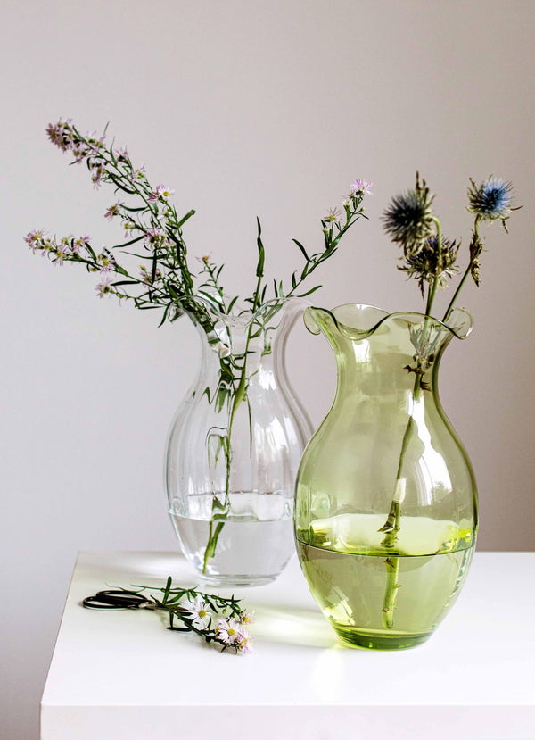 Hibiscus Glass Vertical Fluted Large Vase