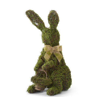Mossy Twig Bunny w/Basket and Burlap Bow