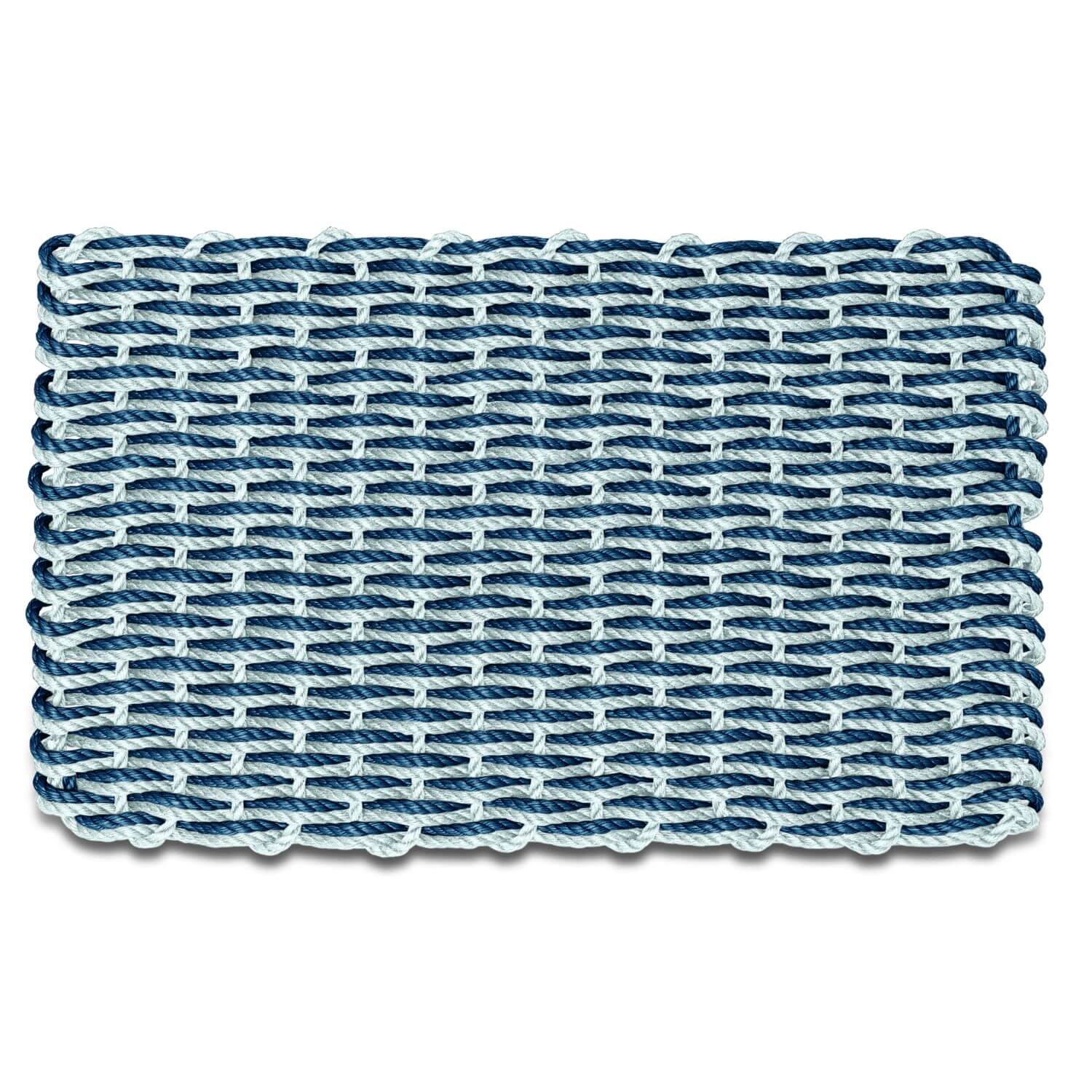 Lobster Rope Doormat: Navy & Seafoam, Double Weave: 24x36