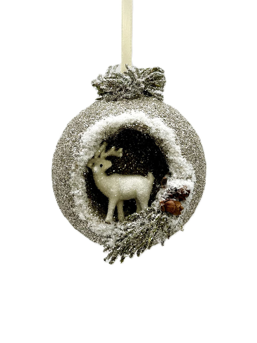 Peek-A-Boo Ornament Silver Deer