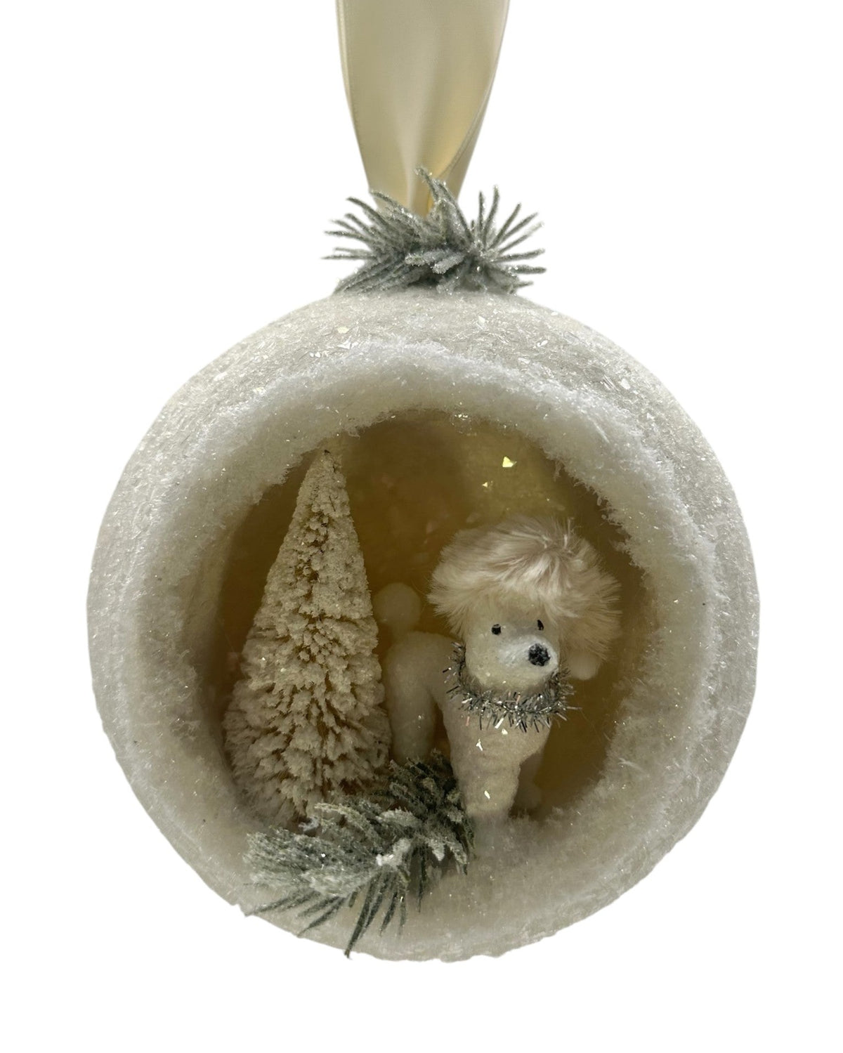 Peek-A-Boo Ornament Poodle Large White
