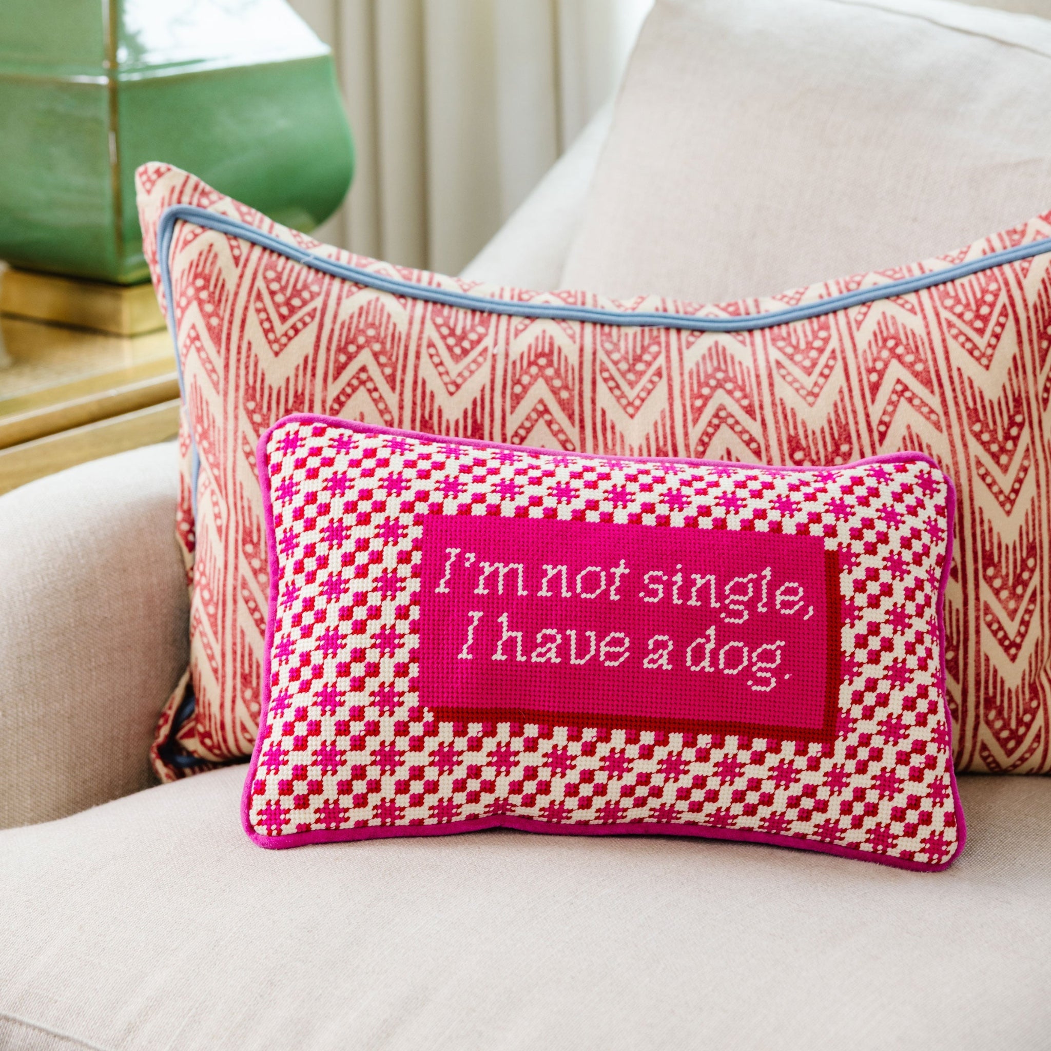 Single Dog Needlepoint Pillow
