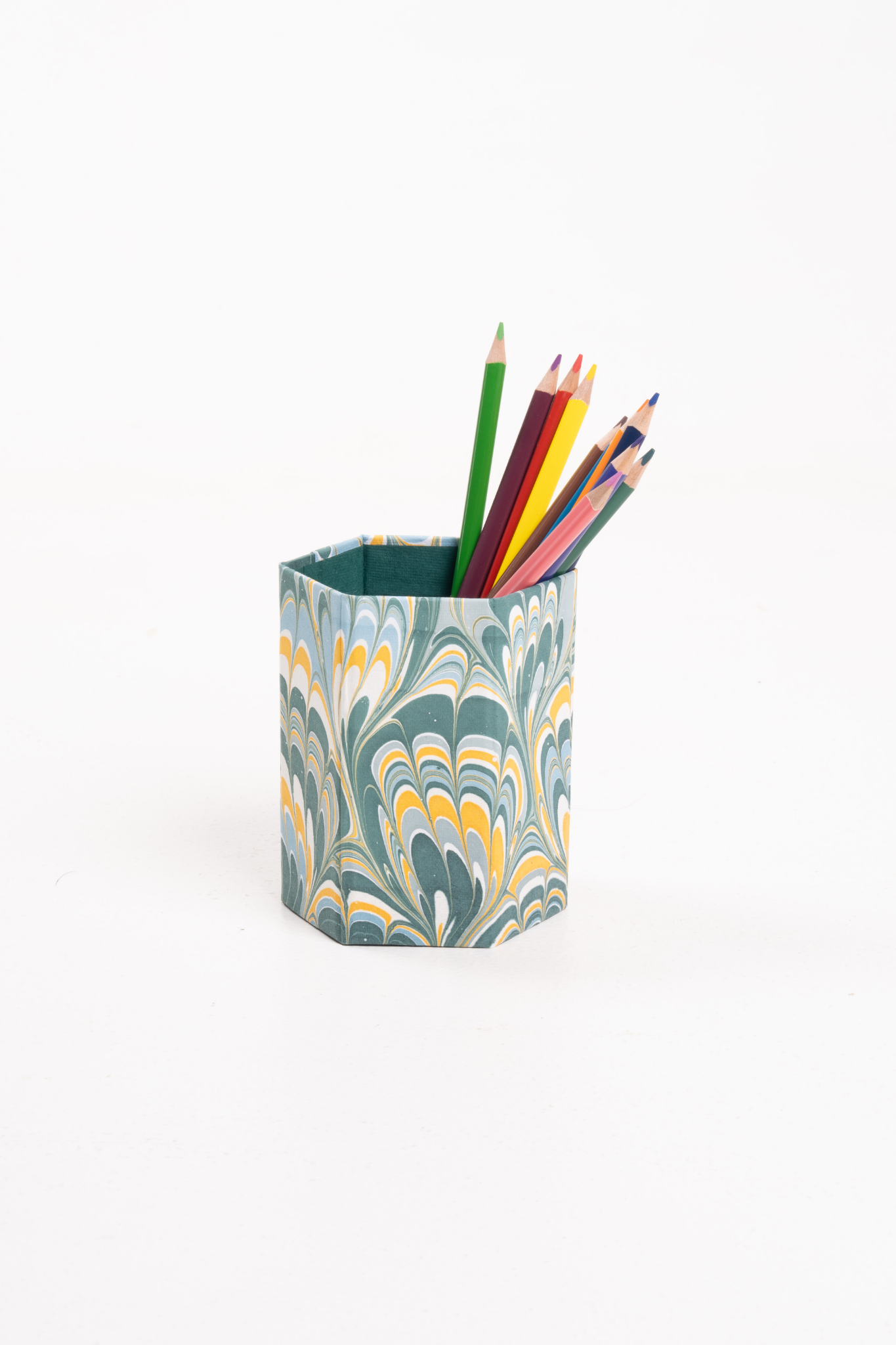 Blue Marbling Pencil Holder Organizer