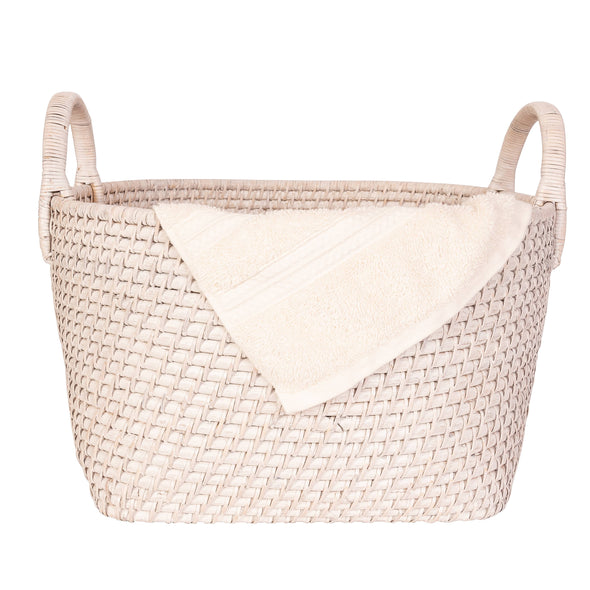 Artifacts Rattan™ Saboga Home Round Basket with Hoop Handles: Honey Brown