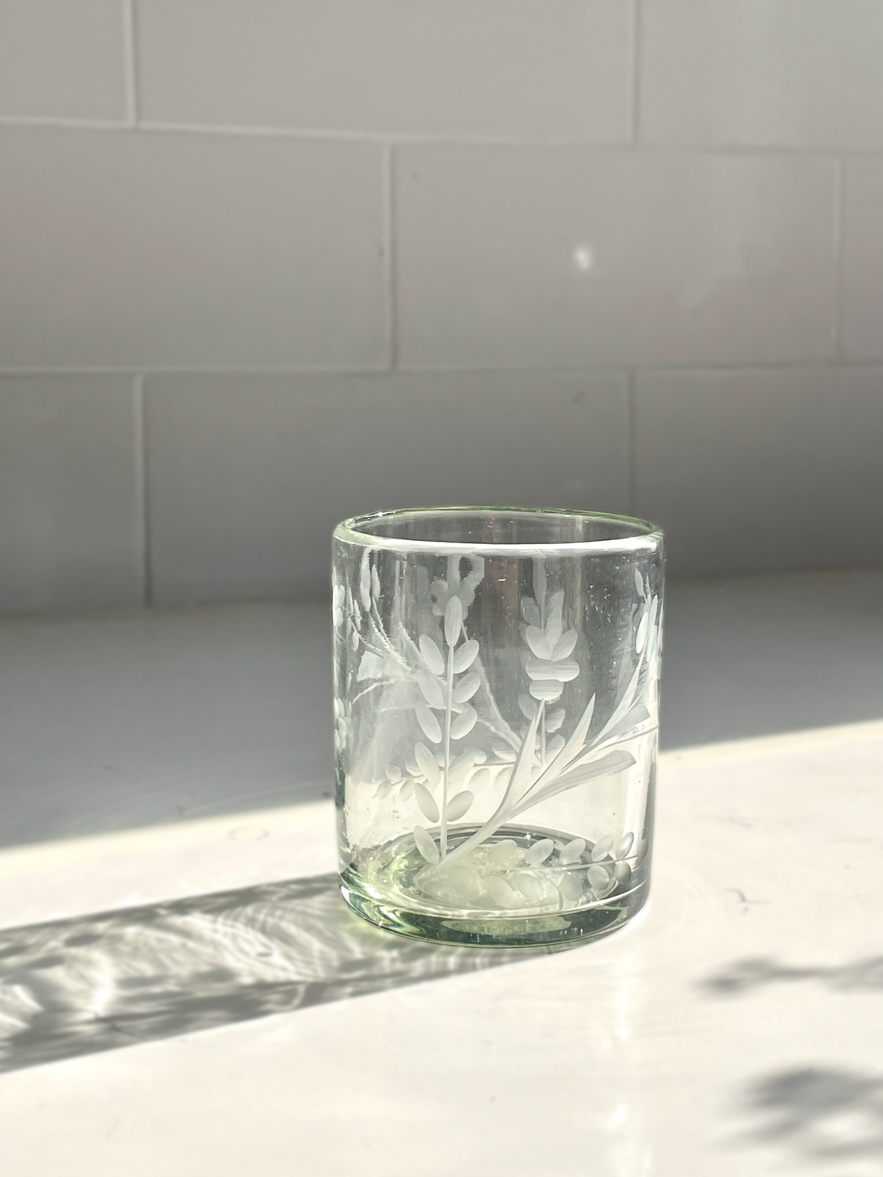 Hand-etched Tumbler Glass: Medium