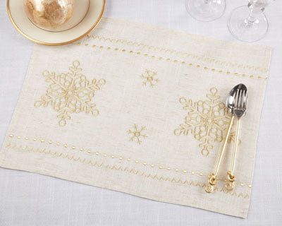Embroidered Snowflakes Placemats