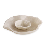 Alabaster Bowl with Dip White Swirl