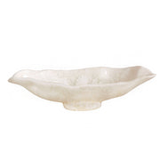 Alabaster Medium Oval Bowl White Swirl