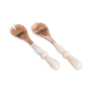 Alabaster Salad Servers White Swirl