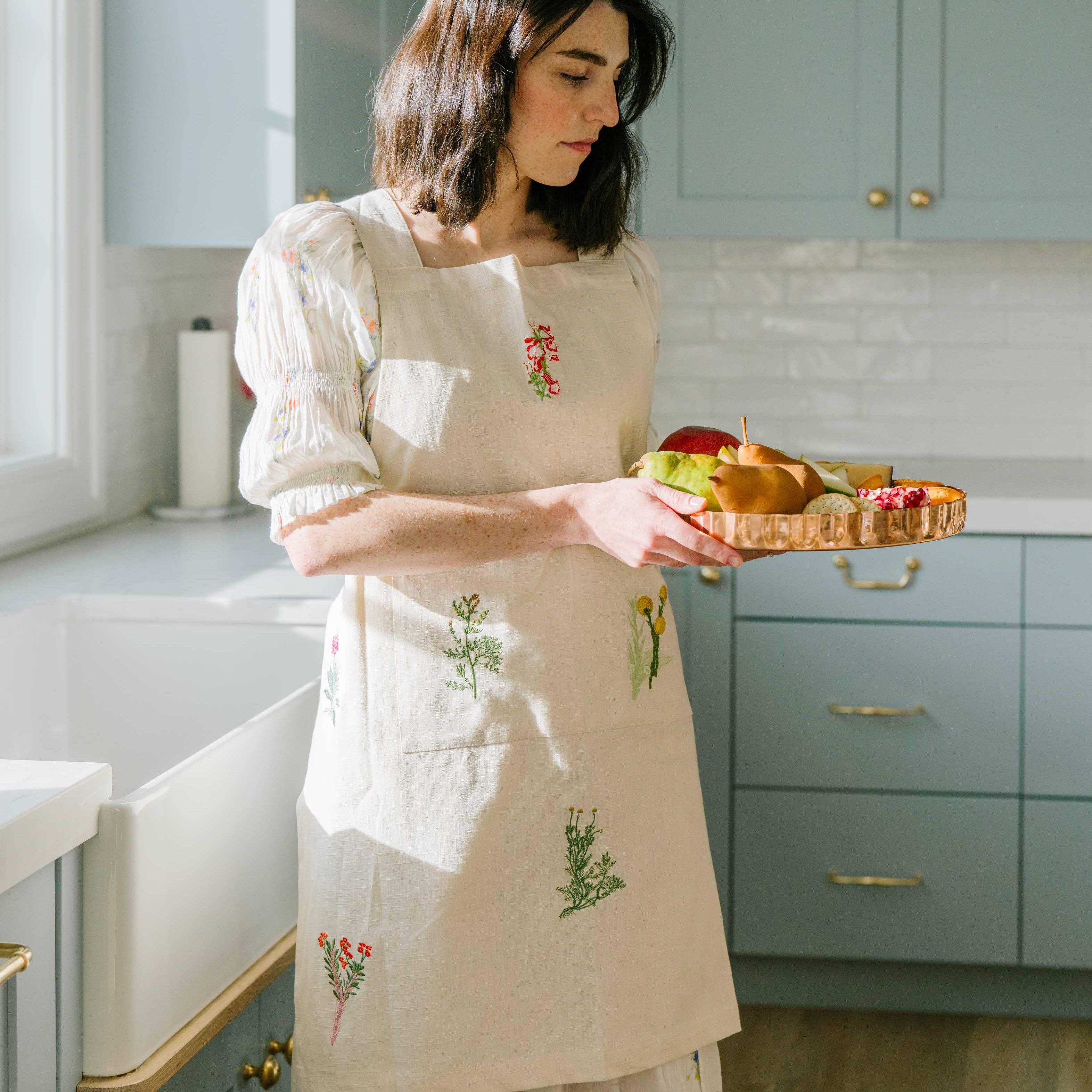 Botanical Embroidered Apron