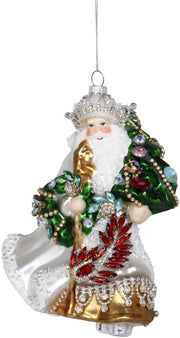 Jewel and Gem Santa Ornament - 8 Inches