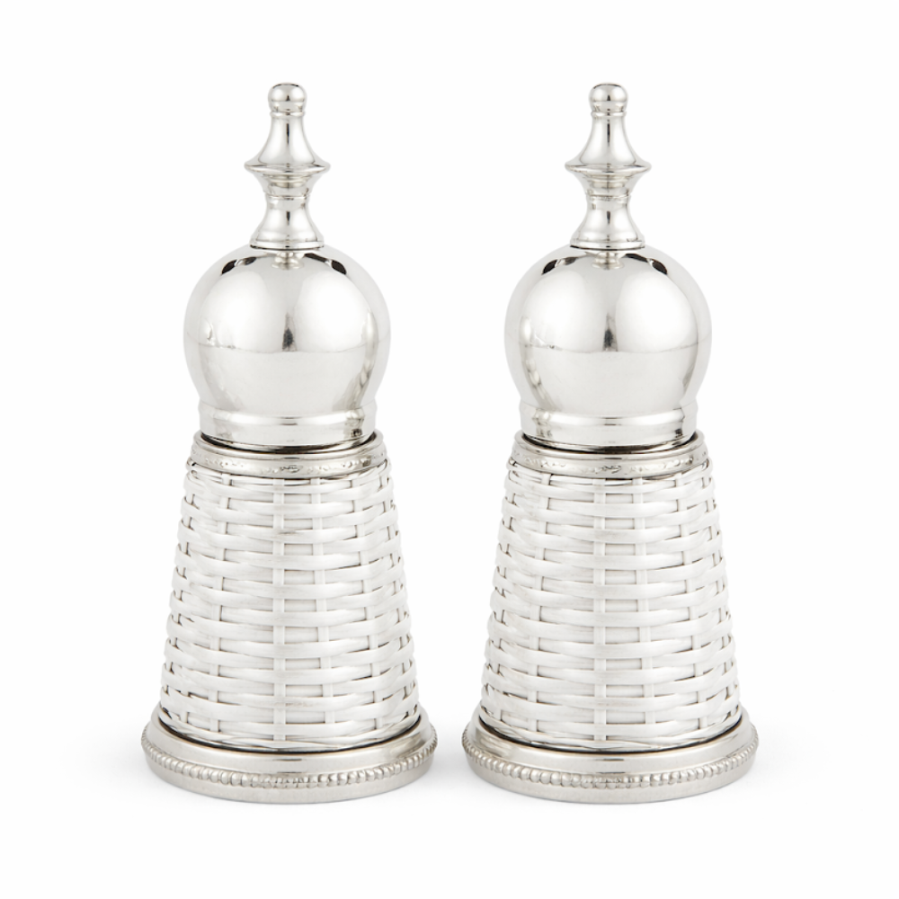 Elizabeth Lamont White Wicker Salt and Pepper Shaker