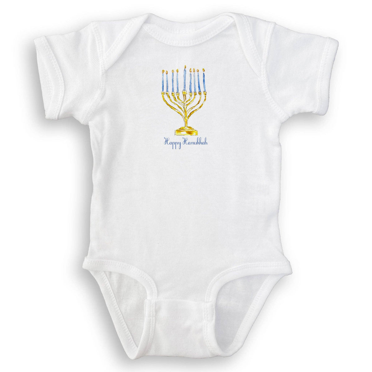 Menorah with Happy Hanukkah: White Square Pillow / Remove Words / -