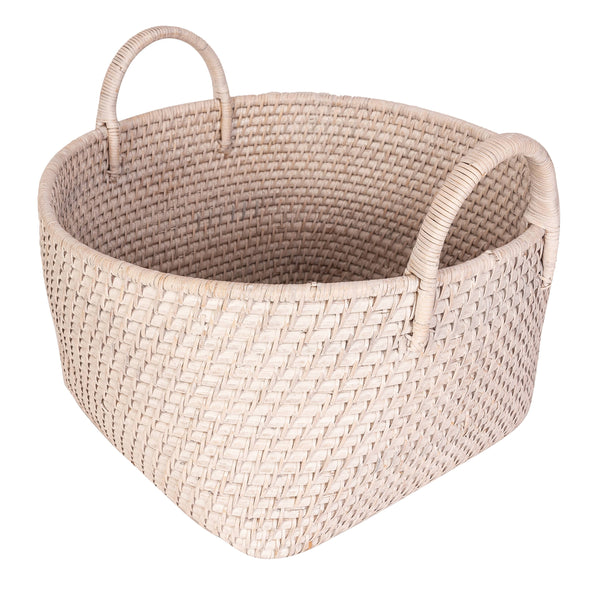 Artifacts Rattan™ Saboga Home Round Basket with Hoop Handles: Honey Brown