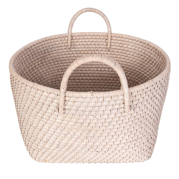 Artifacts Rattan™ Saboga Home Round Basket with Hoop Handles: Honey Brown