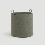 Woven Cotton Rope Storage Basket with Handles | Loops Large: Green Melange