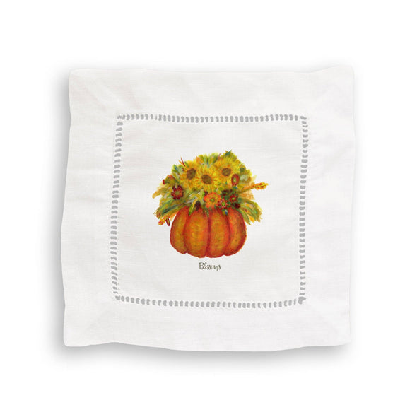 Pumpkin with Fall Flowers Guest Towel