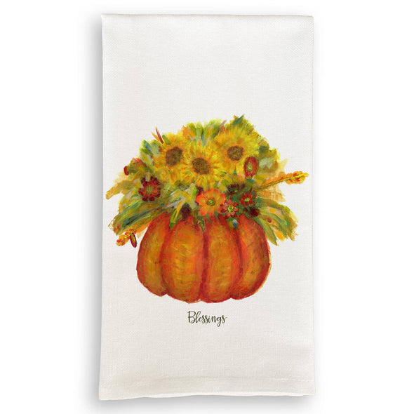 Pumpkin with Fall Flowers Guest Towel