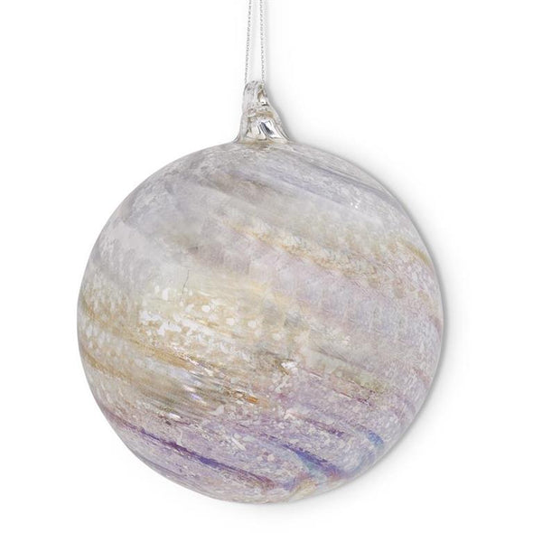 Silver Iridescent Mercury Swirl Round Glass Ornament