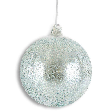 Light Blue Textured Mercury Glass Round Ornament