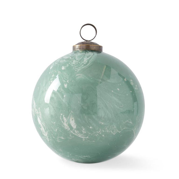 Sage Green & White Marbled Glass Ornament